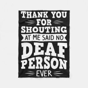 Asl Deaf Awareness Hearing Loss And Sign Language  Fleece Blanket