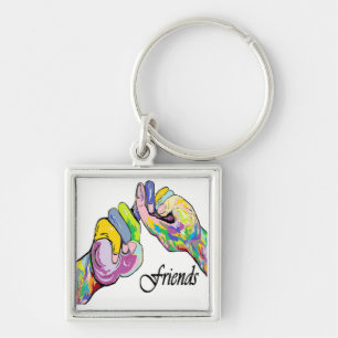 ASL Friends Square Design no border Key Ring