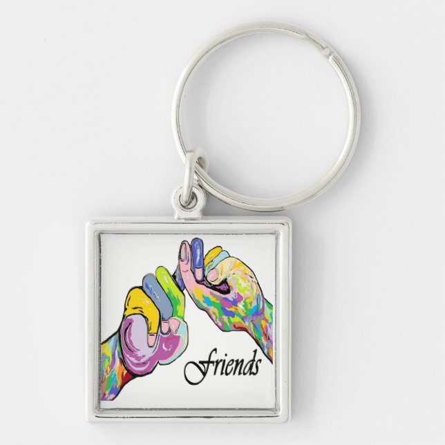 ASL Friends Square Design no border Key Ring (Front)