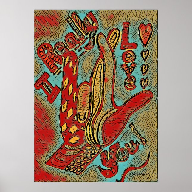 ASL Funky I REALLY Love You Poster (Front)