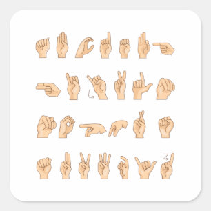 ASL Hand American Sign Language Gift Square Sticker