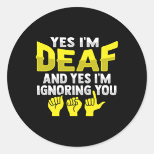 ASL Hand Gesture Deaf Hearing Loss Awareness 11 Classic Round Sticker
