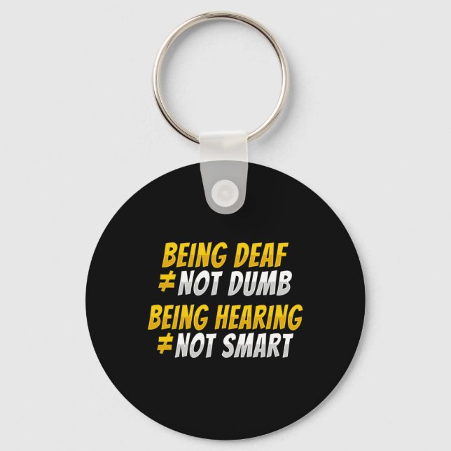 ASL Hand Gesture Deaf Hearing Loss Awareness 2 Key Ring (Front)
