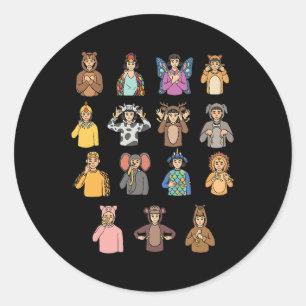 Asl Hand Gesture Deaf Hearing Loss Awareness Boy  Classic Round Sticker