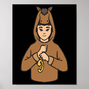 Asl Hand Gesture Deaf Hearing Loss Awareness Boy Poster
