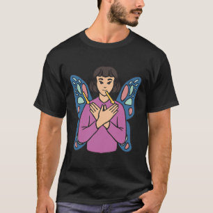 Asl Hand Gesture Deaf Hearing Loss Awareness Girl  T-Shirt