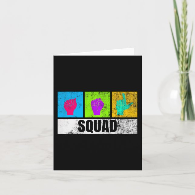 ASL Hand Sign Language For Deaf Pride And Deaf Awa Card (Front)