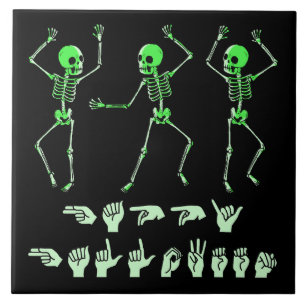 ASL Happy Halloween I - Cute Spooky Season Ceramic Tile