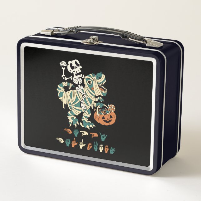 ASL Happy Halloween II - Cute Spooky Season Metal Lunch Box (Front)