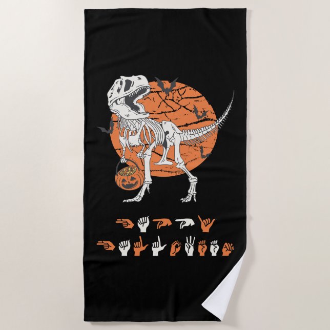 ASL Happy Halloween III - Cute Spooky Season Beach Towel (Front)