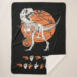 ASL Happy Halloween III - Cute Spooky Season Sherpa Blanket