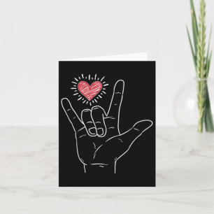 Asl Heart I Love You Hand Sign Language Valentines Card