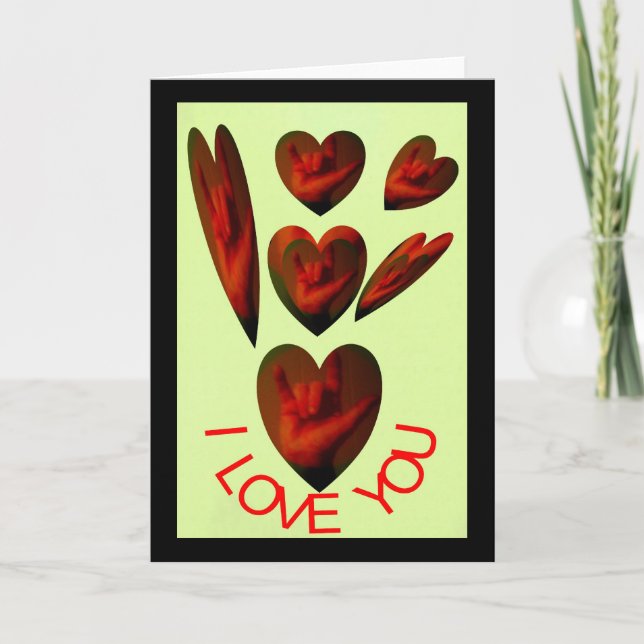 ASL Hearts Speak I Love You Card (Front)