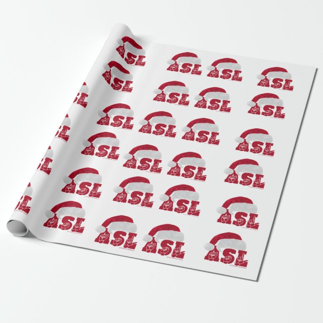 ASL HO HO HO HAT WRAPPING PAPER (Unrolled)