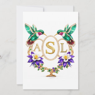 ASL Hummingbird Wedding Any Letters Custom CO Invitation