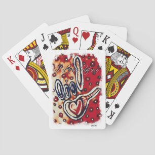 ASL I Love You Contemporary in Red  Playing Cards