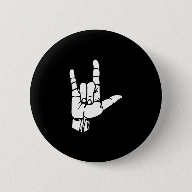 Asl I Love You Gift American Sign Language Tee Pre 6 Cm Round Badge (Front)