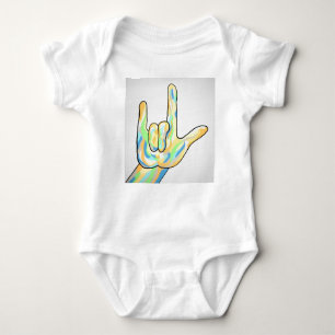ASL I Love You Grey Baby Bodysuit