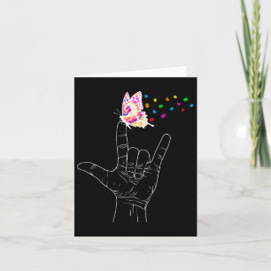 Asl I Love You Hand Sign Language Butterfly Autism Card