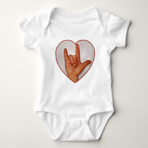 ASL I LOVE YOU, HEART SHAPED BABY BODYSUIT