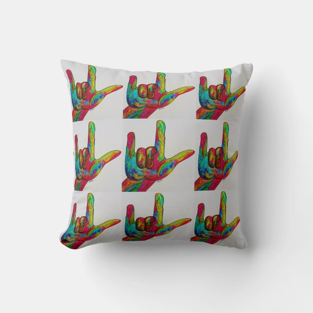ASL I love you, I love you, I LOVE YOU Pillow (Front)
