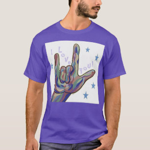 ASL I Love You in Denim and Camouflage Colours T-Shirt