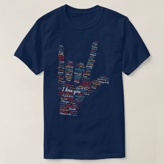 ASL I love you in different languages design ASL L T-Shirt (Design Front)