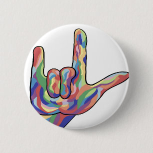 ASL I Love You Muted Tones 6 Cm Round Badge
