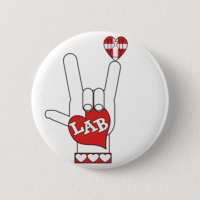 ASL I Love YOU Sign LAB (LABORATORY) 6 Cm Round Badge (Front)