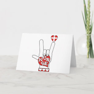 ASL I Love YOU Sign Language - HAND HEART NURSE Card