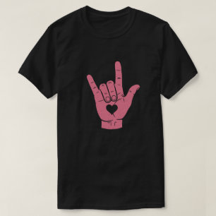  ASL "I Love You" Sign Language Hand with Heart T-Shirt