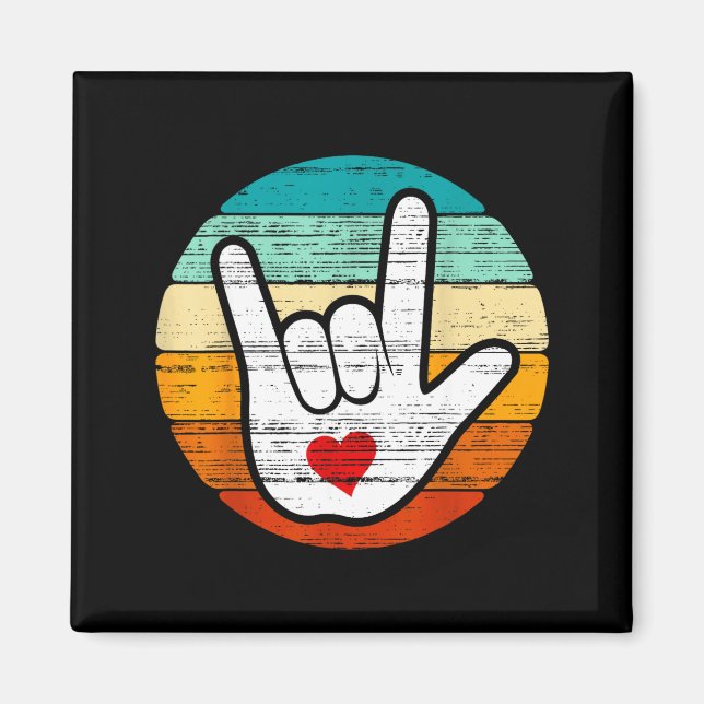 Asl I Love You, Sign Language Heart Love Valentine Magnet (Front)