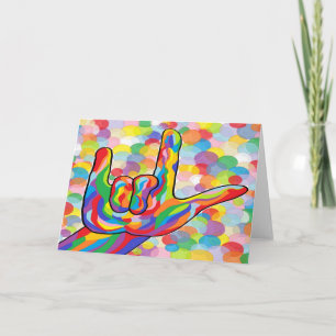 ASL I Love You with Bubble Background Card