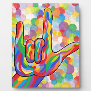 ASL I Love You with Bubble Background Plaque