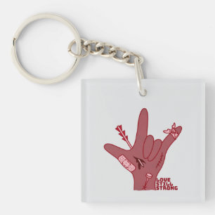 ASL ILY Design - Love Wounded But Still Strong Key Ring