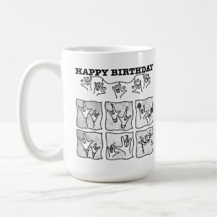 ASL ILY Obsession - Happy Birthday!  Coffee Mug