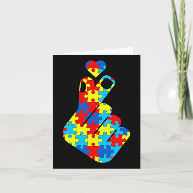 Asl Korean Love Sign Language Autism Awareness Sup Card (Front)