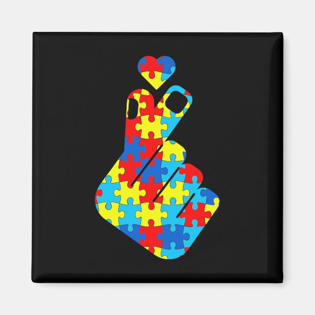 ASL Korean Love Sign Language Autism Awareness Sup Magnet (Front)