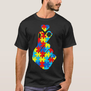 Asl Korean Love Sign Language Autism Awareness Sup T-Shirt