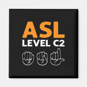ASL - Level C2. ASL Awareness Hand Sign Language D Magnet