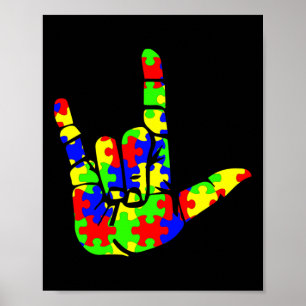 ASL Love Hand Sign Language Puzzle Autism Awarenes