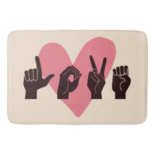 ASL Love IV - Valentine's Day Bath Mat