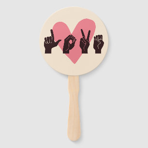 ASL Love IV - Valentine's Day Hand Fan