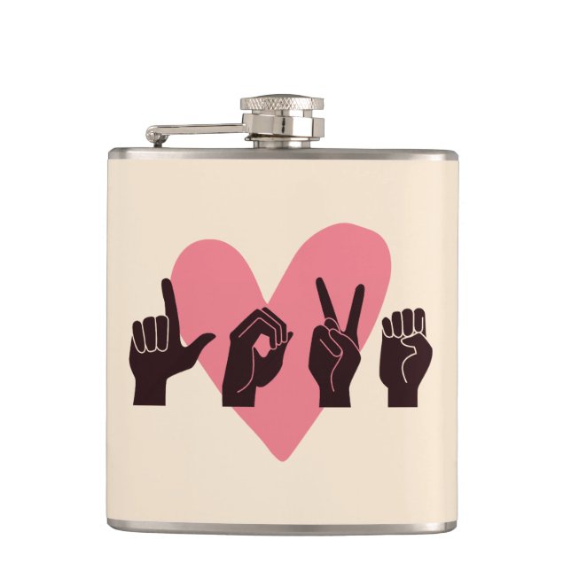ASL Love IV - Valentine's Day Hip Flask (Front)