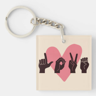 ASL Love IV - Valentine's Day Key Ring