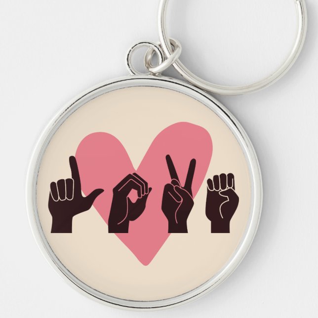 ASL Love IV - Valentine's Day Key Ring (Front)