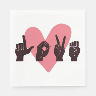 ASL Love IV - Valentine's Day Napkin