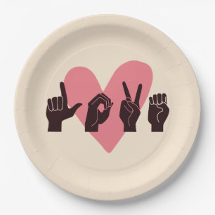 ASL Love IV - Valentine's Day Paper Plate