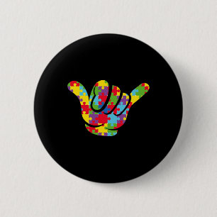 ASL Love Puzzle Hand Sign Language Autism Awarenes 6 Cm Round Badge