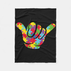 Asl Love Puzzle Hand Sign Language Autism Awarenes Fleece Blanket